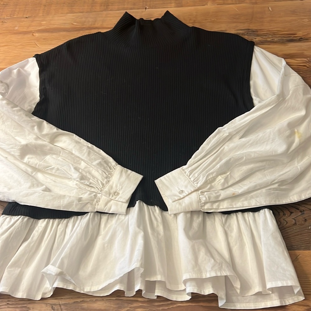 Black and White Sweater Blouse